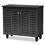 Baxton Studio Winda Dark Gray 2-Door Wooden Entryway Shoe Storage Cabinet 152-9165